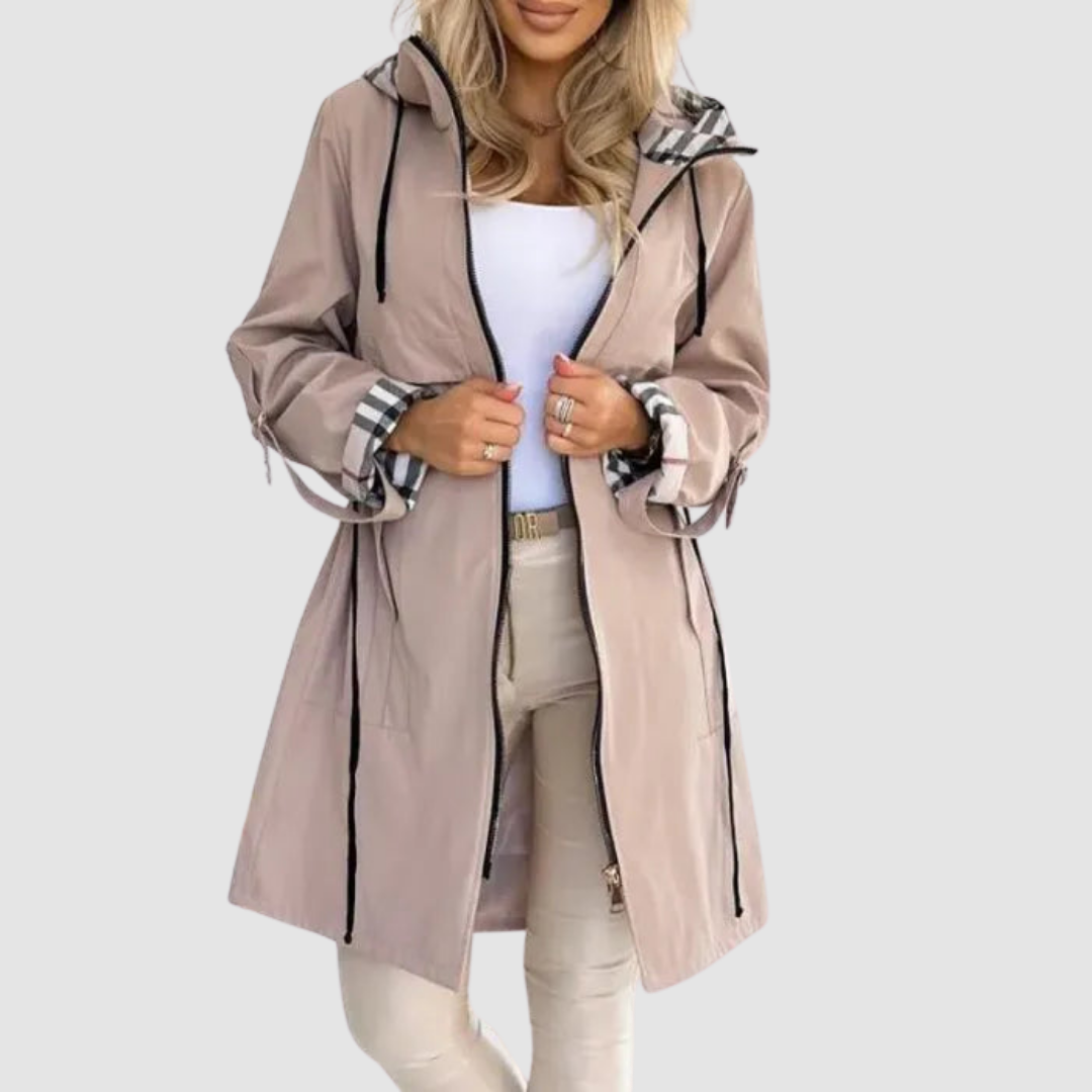 Kay – Hooded Zip Windproof Trench Coat