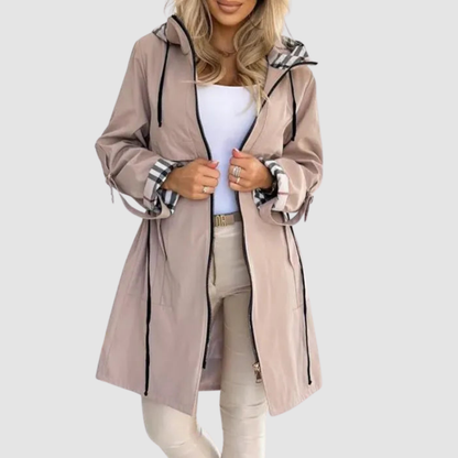 Kay – Hooded Zip Windproof Trench Coat