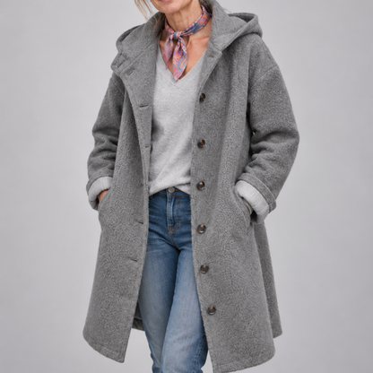 Gina – Hooded Button-Front Coat