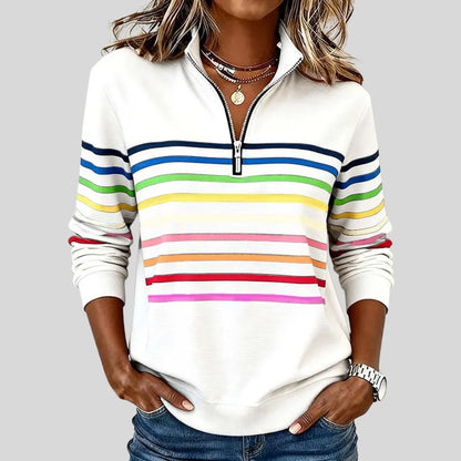 Glenda – Striped Quarter-Zip Sweatshirt