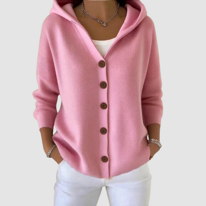 Nita – Hooded Button-Up Knit Cardigan