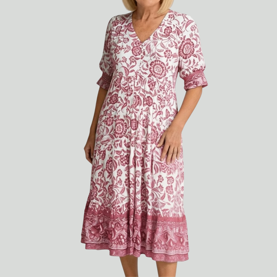 Birch | Floral V-Neck Midi Dress