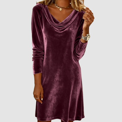 Felicia – Velvet-Look Cowl Neck Mini Dress