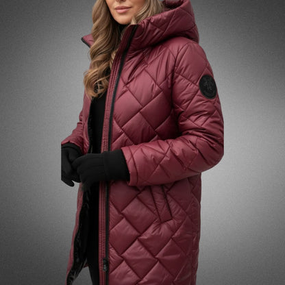 Debra – Quilted Padded Hooded Long Coat