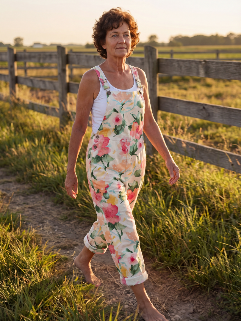 Christen | Floral-Print Overalls