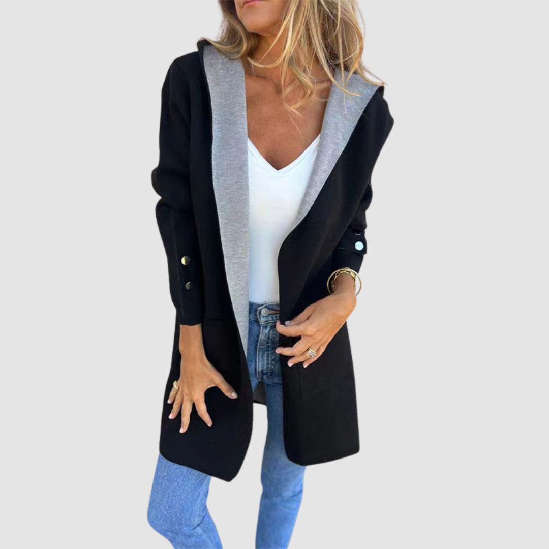 Noreen – Hooded Open-Front Longline Cardigan