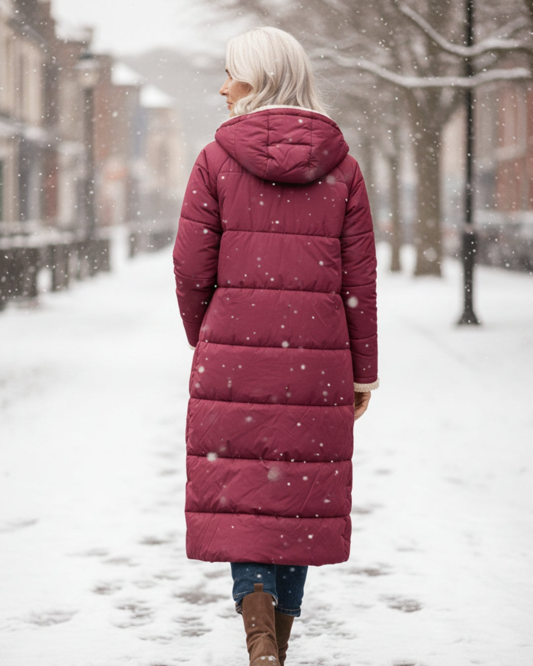 Frances – Sherpa-Lined Longline Quilted Coat
