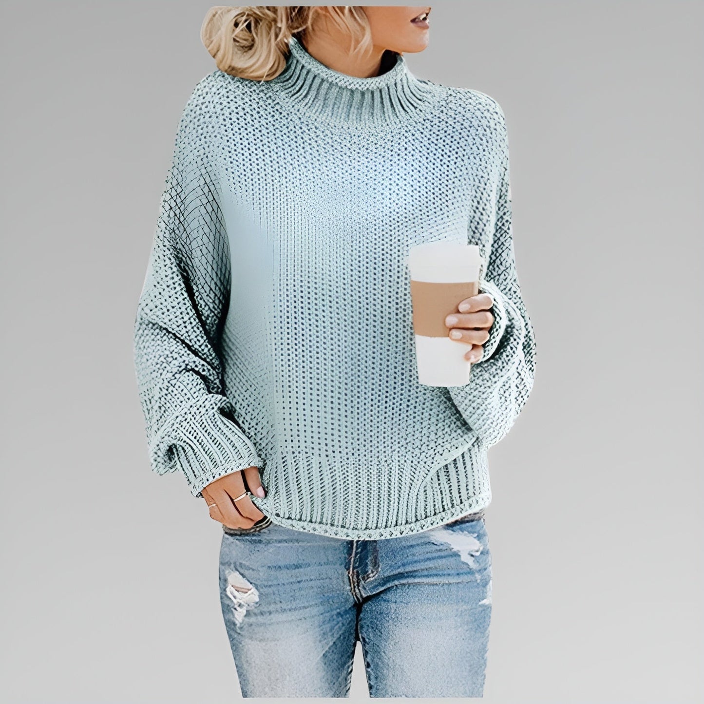 Eunice – Classic Chunky Knit Mock Neck Sweater