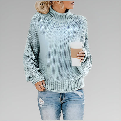 Eunice – Classic Chunky Knit Mock Neck Sweater