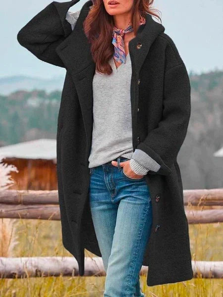 Tabatha – Hooded Button-Front Long Coat