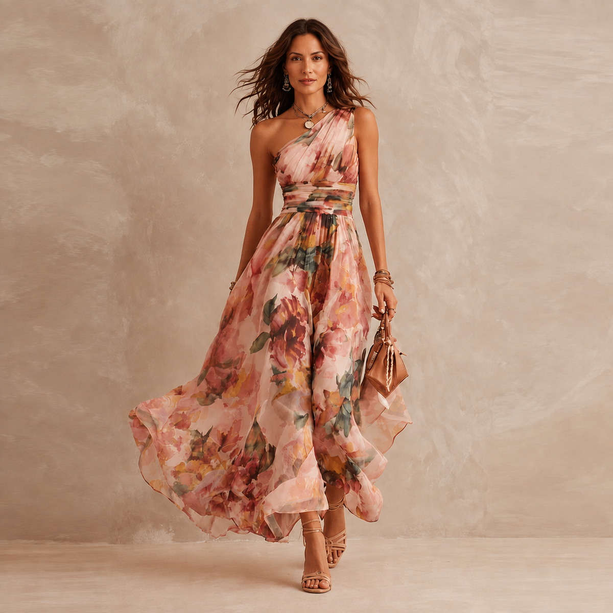 Sylvia – One-Shoulder Floral Maxi Dress