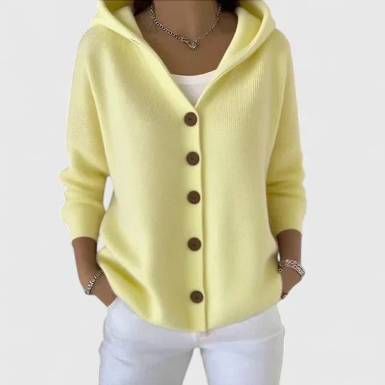 Jeanne – Hooded Button-Down Knit Cardigan