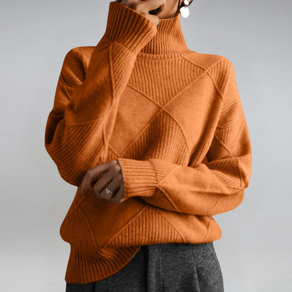Myra – Turtleneck Geometric Knit Sweater