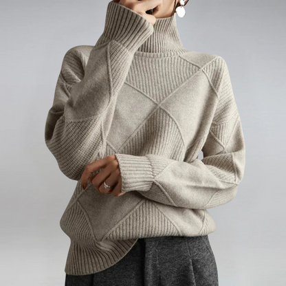 Myra – Turtleneck Geometric Knit Sweater