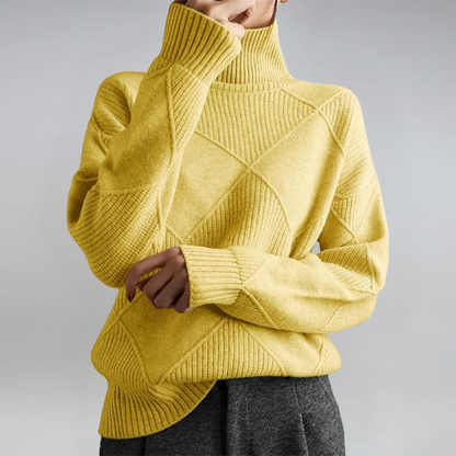 Myra – Turtleneck Geometric Knit Sweater