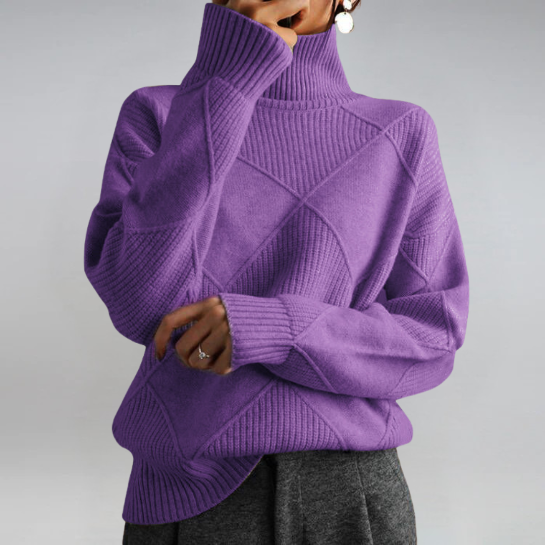 Myra – Turtleneck Geometric Knit Sweater