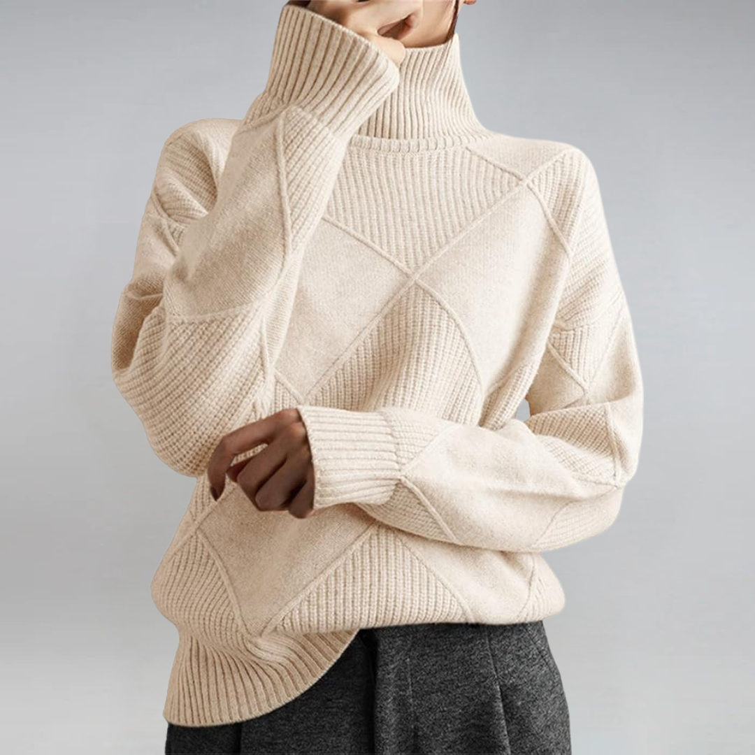 Myra – Turtleneck Geometric Knit Sweater
