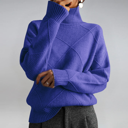 Myra – Turtleneck Geometric Knit Sweater