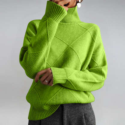 Myra – Turtleneck Geometric Knit Sweater