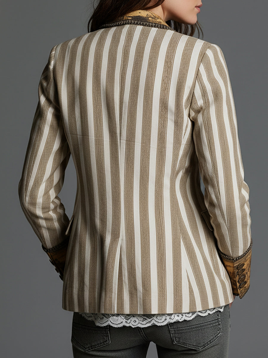 Tabatha – Striped Blazer with Printed Lapels