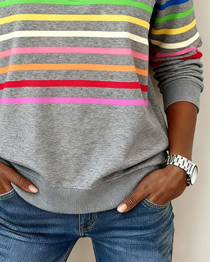 Tina – Striped Quarter-Zip Casual Sweatshirt