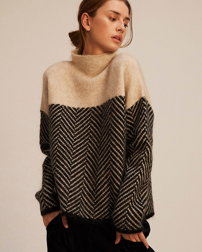 Marcy – Herringbone Turtleneck Sweater