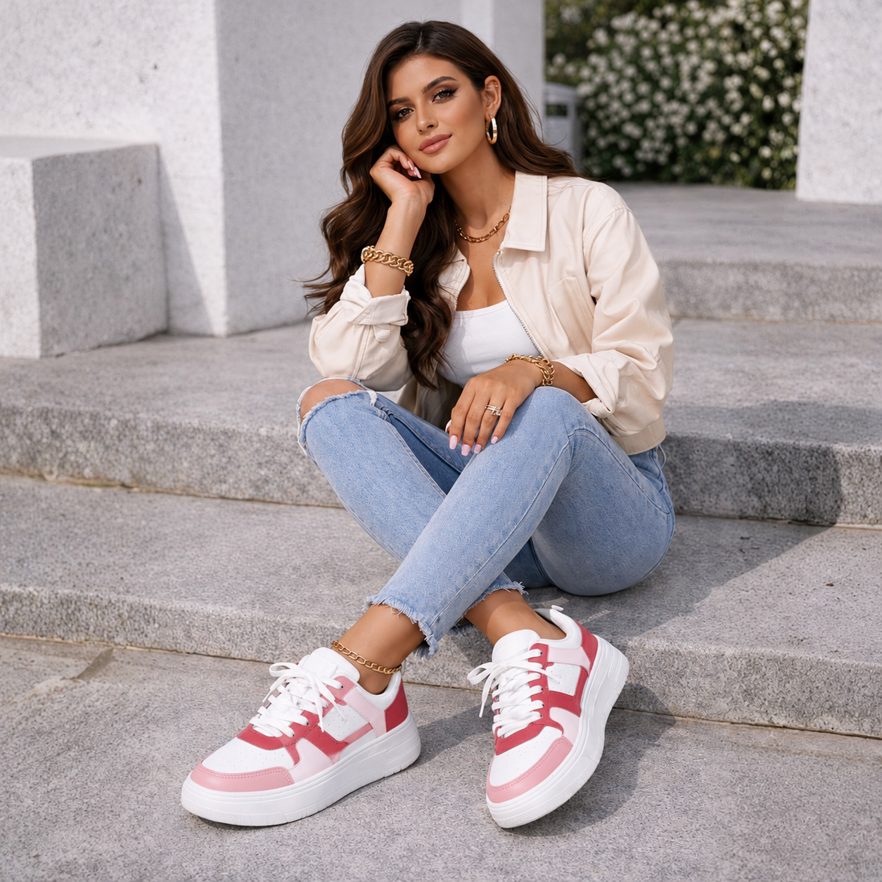 Laura – Color Block Lace-Up Sneakers