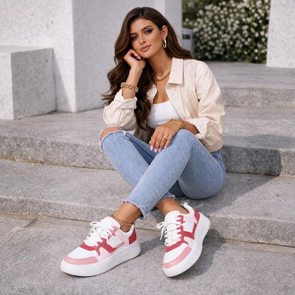 Laura – Color Block Lace-Up Sneakers