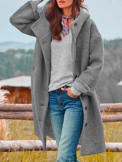 Tabatha – Hooded Button-Front Long Coat