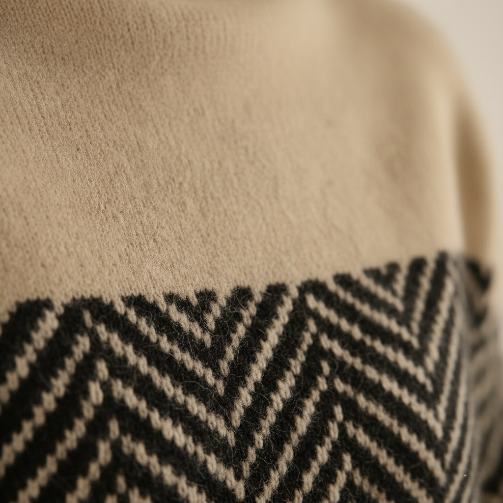 Jeanne – Herringbone Turtleneck Knit Sweater