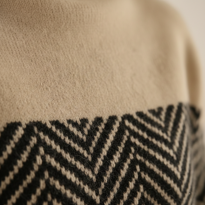 Jeanne – Herringbone Turtleneck Knit Sweater