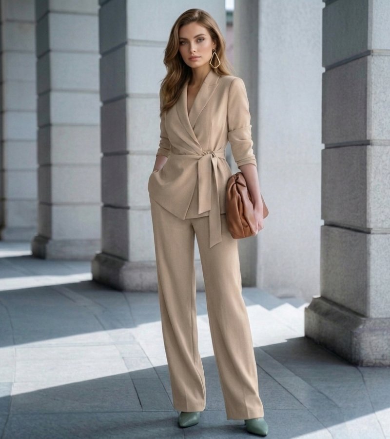 Bridgette – Tailored Wrap Blazer Wide-Leg Set