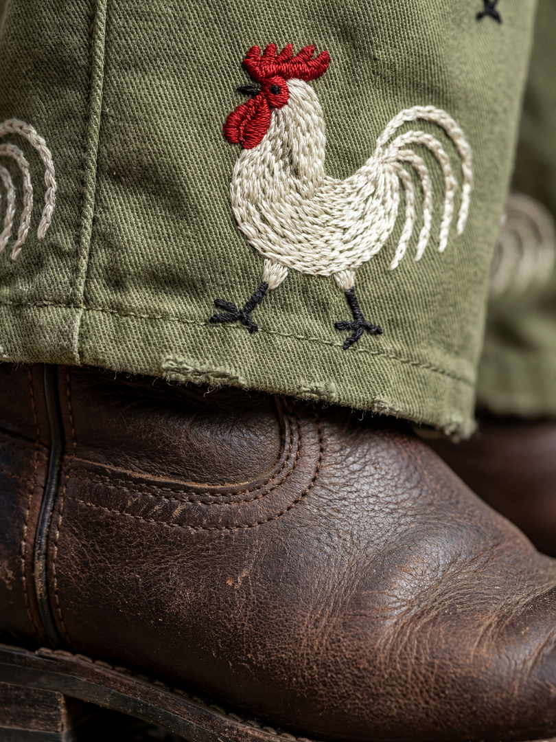 Karla | Rooster-Print Overalls