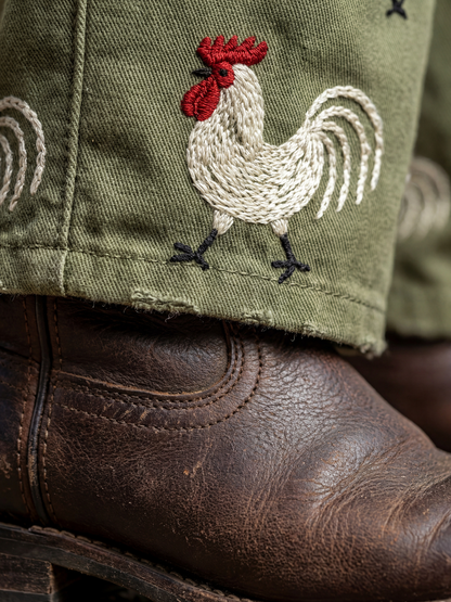 Karla | Rooster-Print Overalls