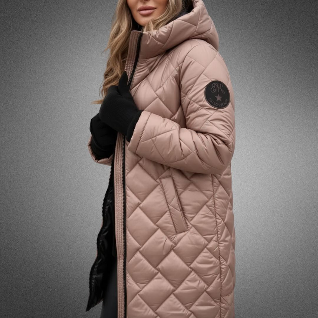 Debra – Quilted Padded Hooded Long Coat