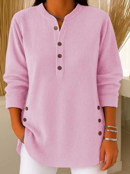 Gretchen – Ribbed Henley Button Tunic Top