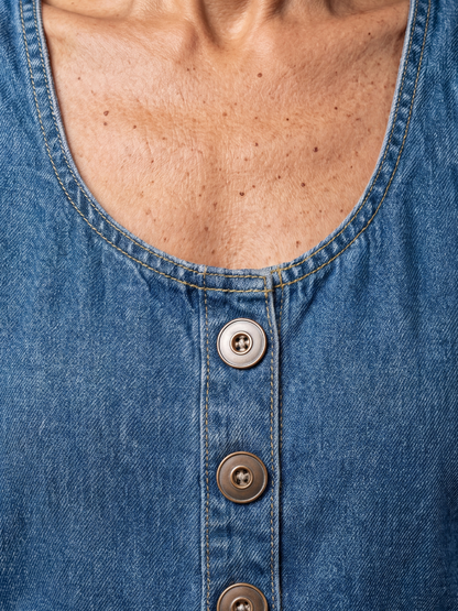 Madelyn | Rooster-Print Denim Overalls