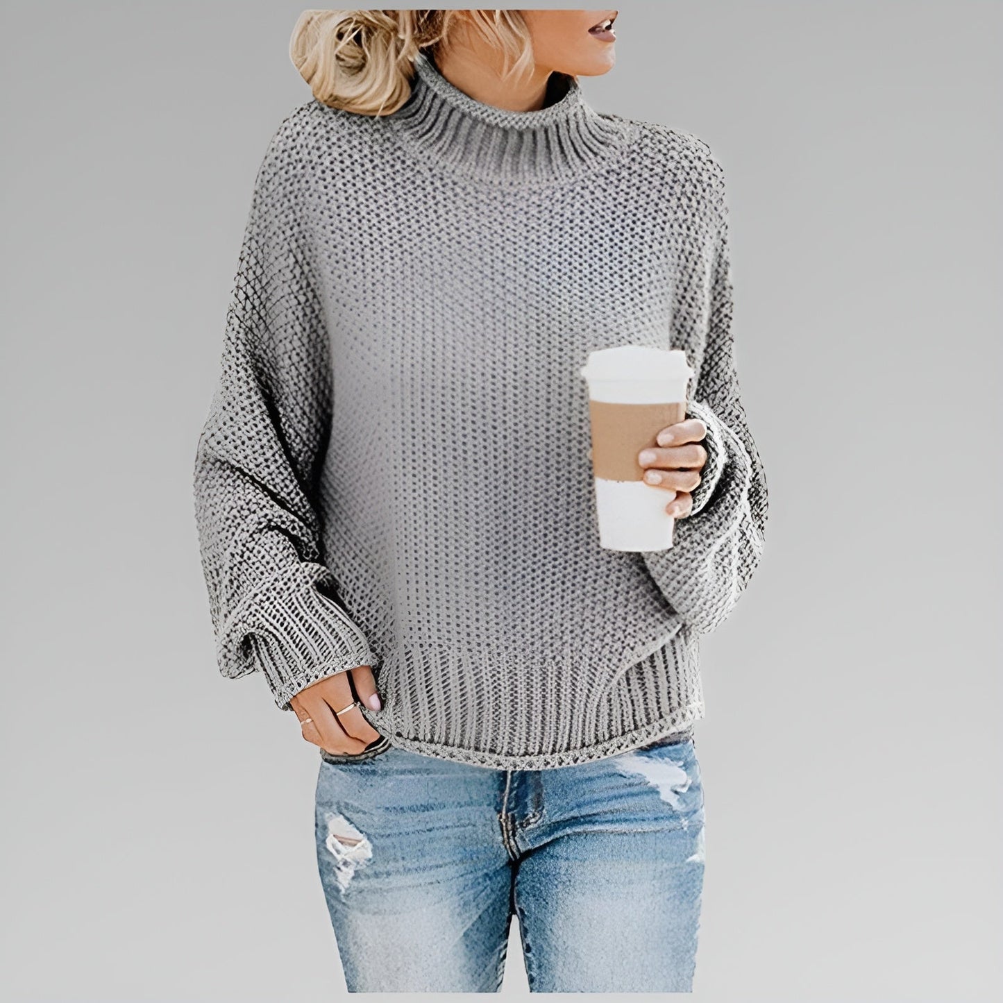 Eunice – Classic Chunky Knit Mock Neck Sweater