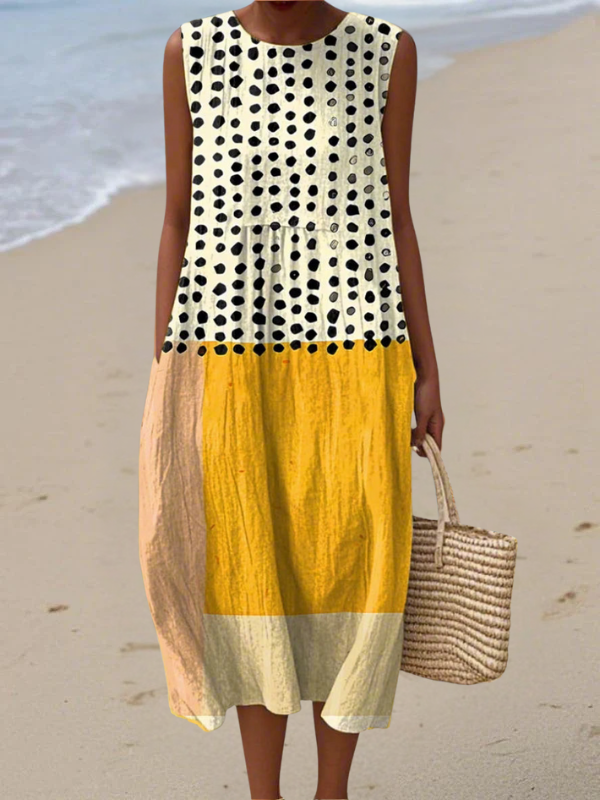 Wilda | Polka Colorblock Midi Dress