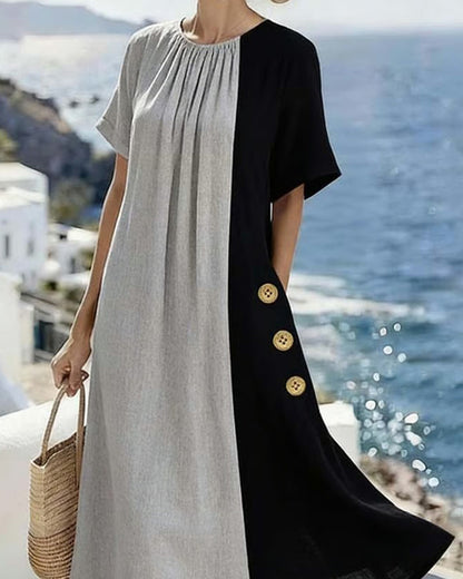 Rena – Contrast Panel Midi Dress