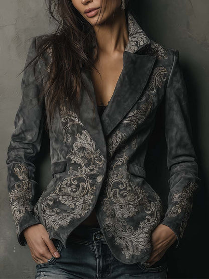 Wanda – Embossed Floral Tailored Blazer