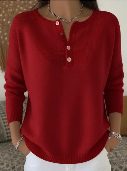 Isadora – Henley Knit Button Sweater
