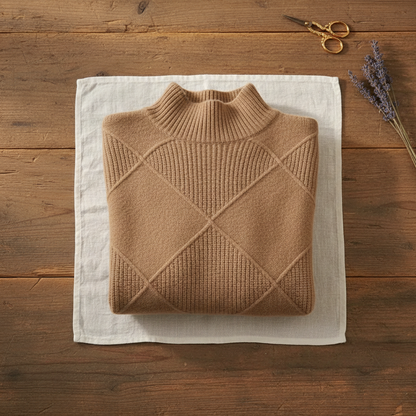 Holly – Diamond Knit Mock Neck Sweater