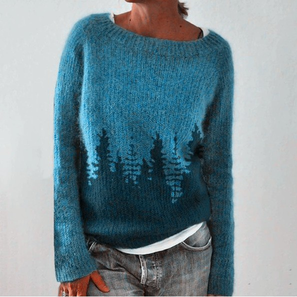 Ashley – Forest Print Relaxed Knit Sweater