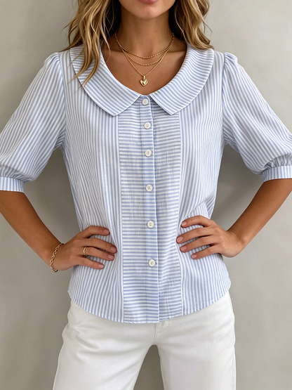Marcy – Striped Peter Pan Collar Blouse