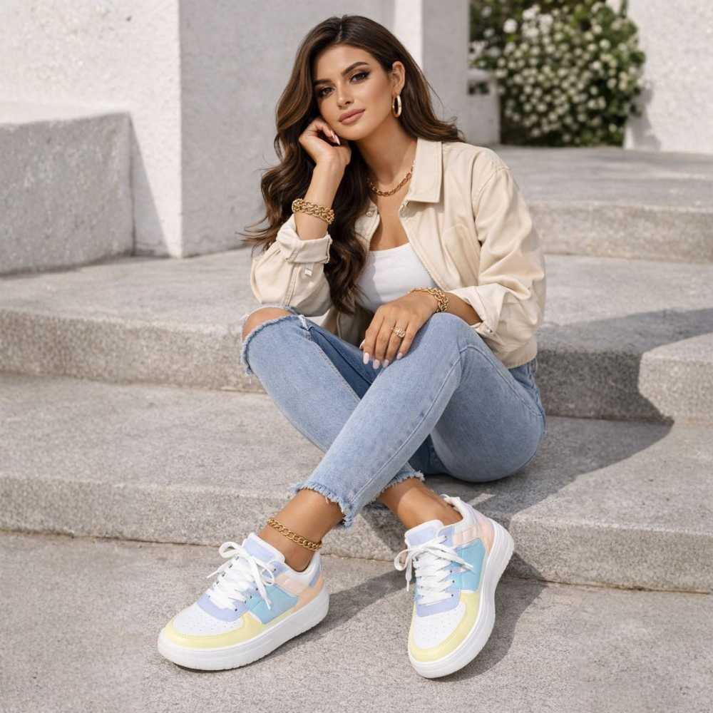 Laura – Color Block Lace-Up Sneakers