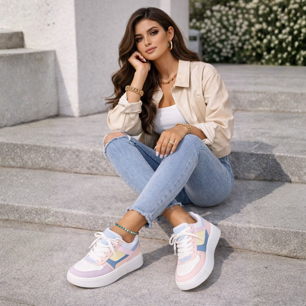 Laura – Color Block Lace-Up Sneakers