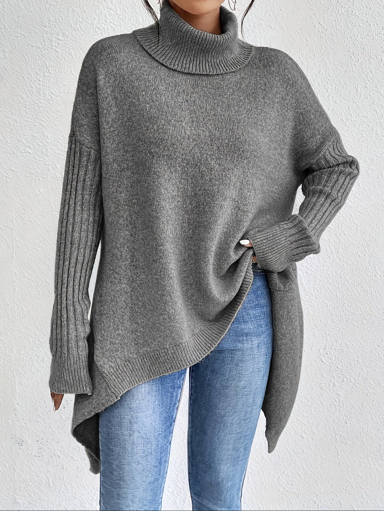 Erica – Oversized Turtleneck Knit Sweater