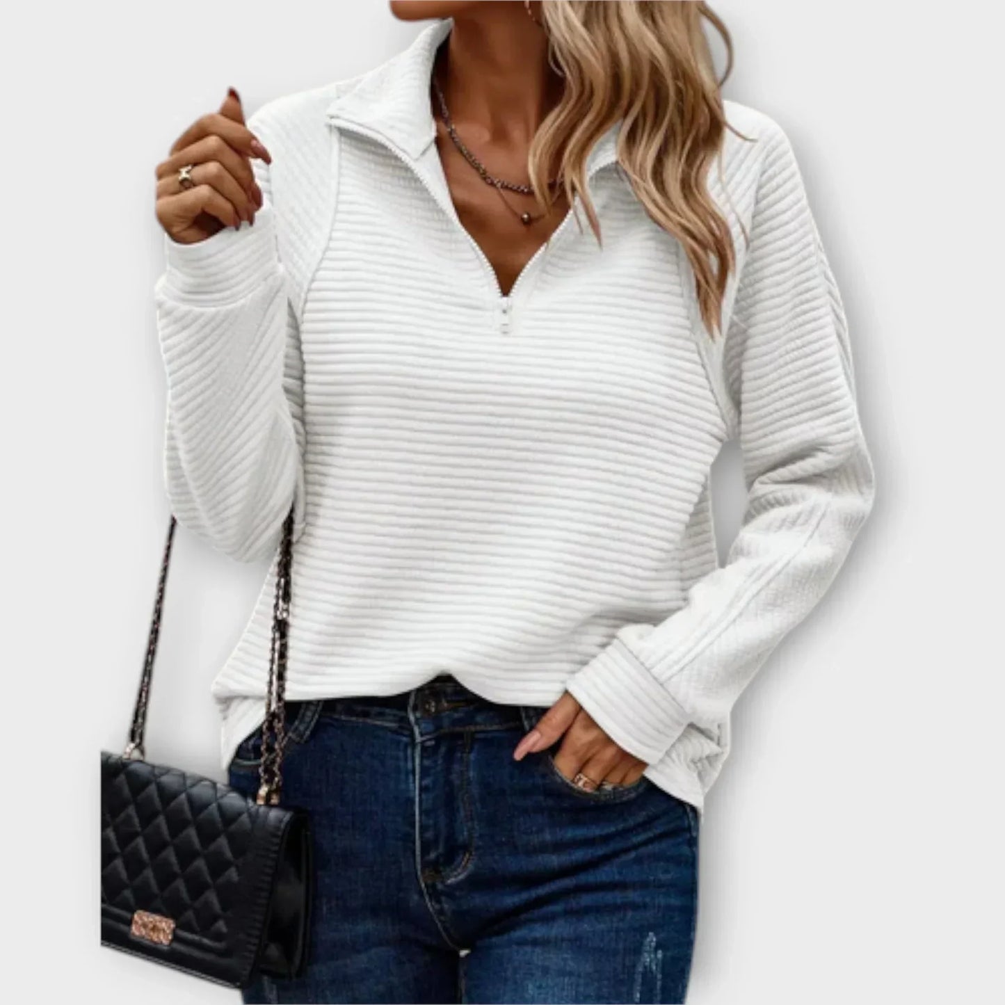 Vivian – Half-Zip Ribbed Pullover