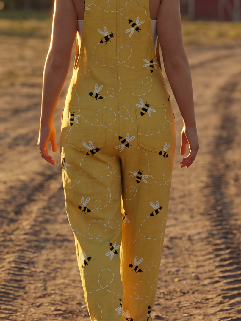 Jordan | Honeybee-Print Overalls